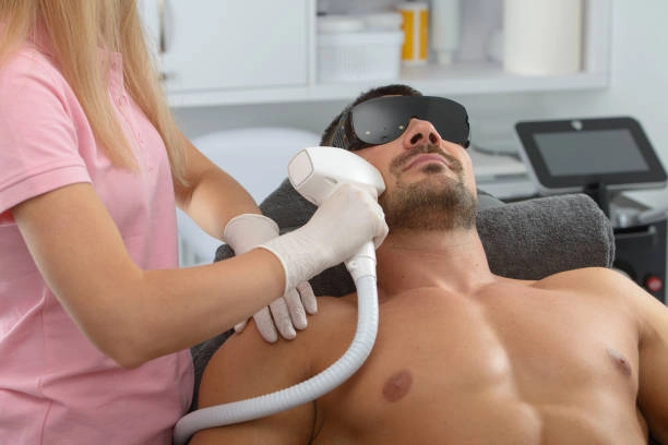 a man is getting a laser hair removal