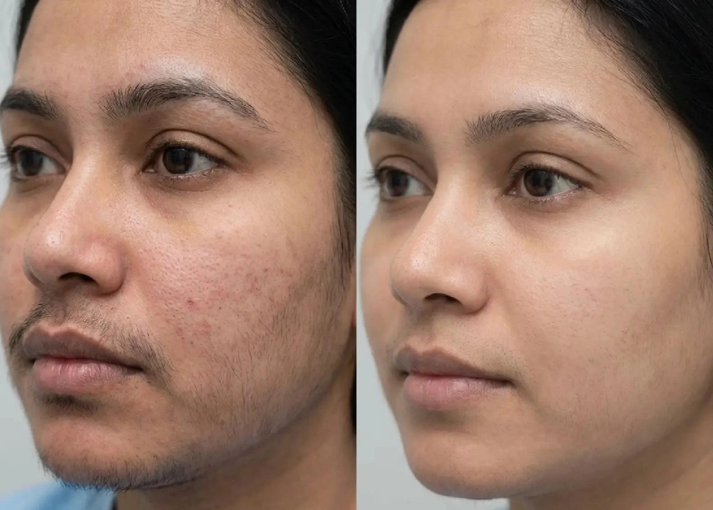 comparison of a woman's face