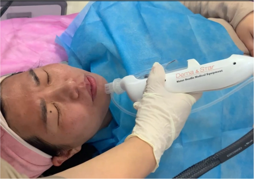 a woman is undergoing treatment