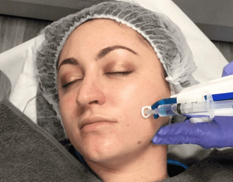 the woman is receiving treatment