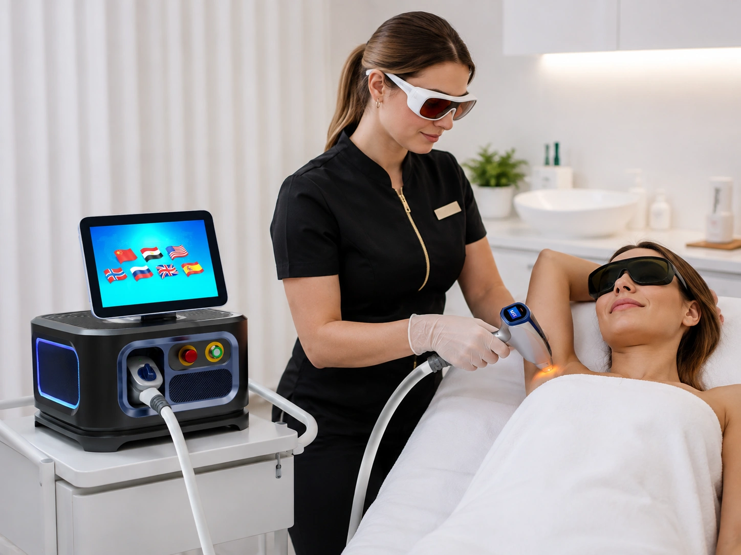 the woman is using the SUPLASER