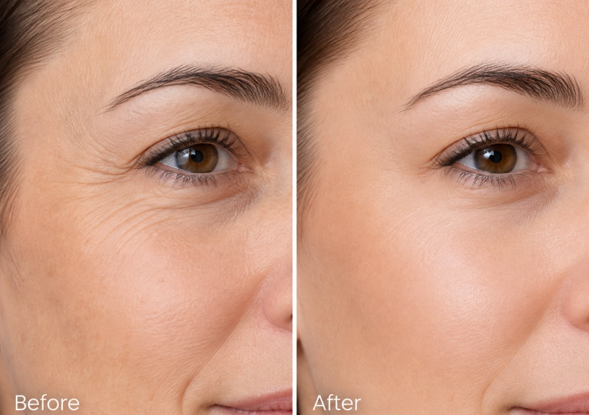 before and after comparison of crow's feet