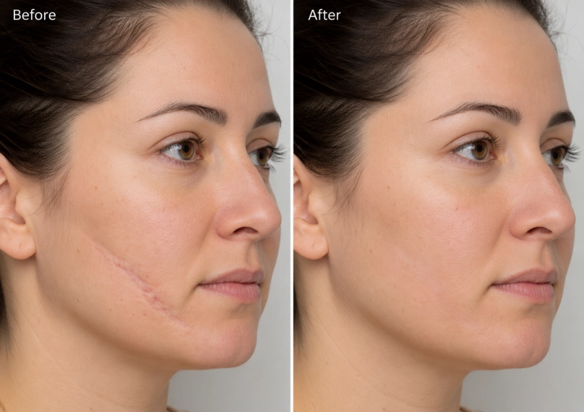 before and after face comparison