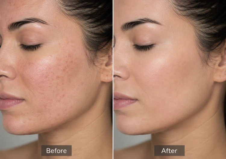 comparison of a woman's face