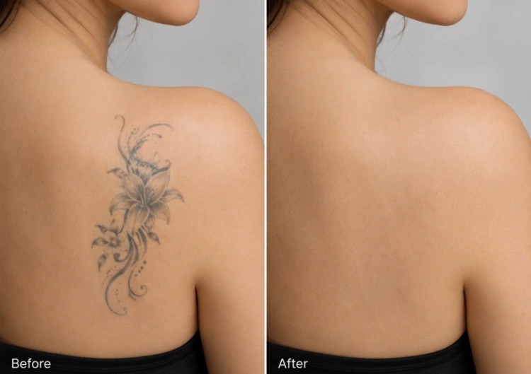 comparison of a woman's shoulder